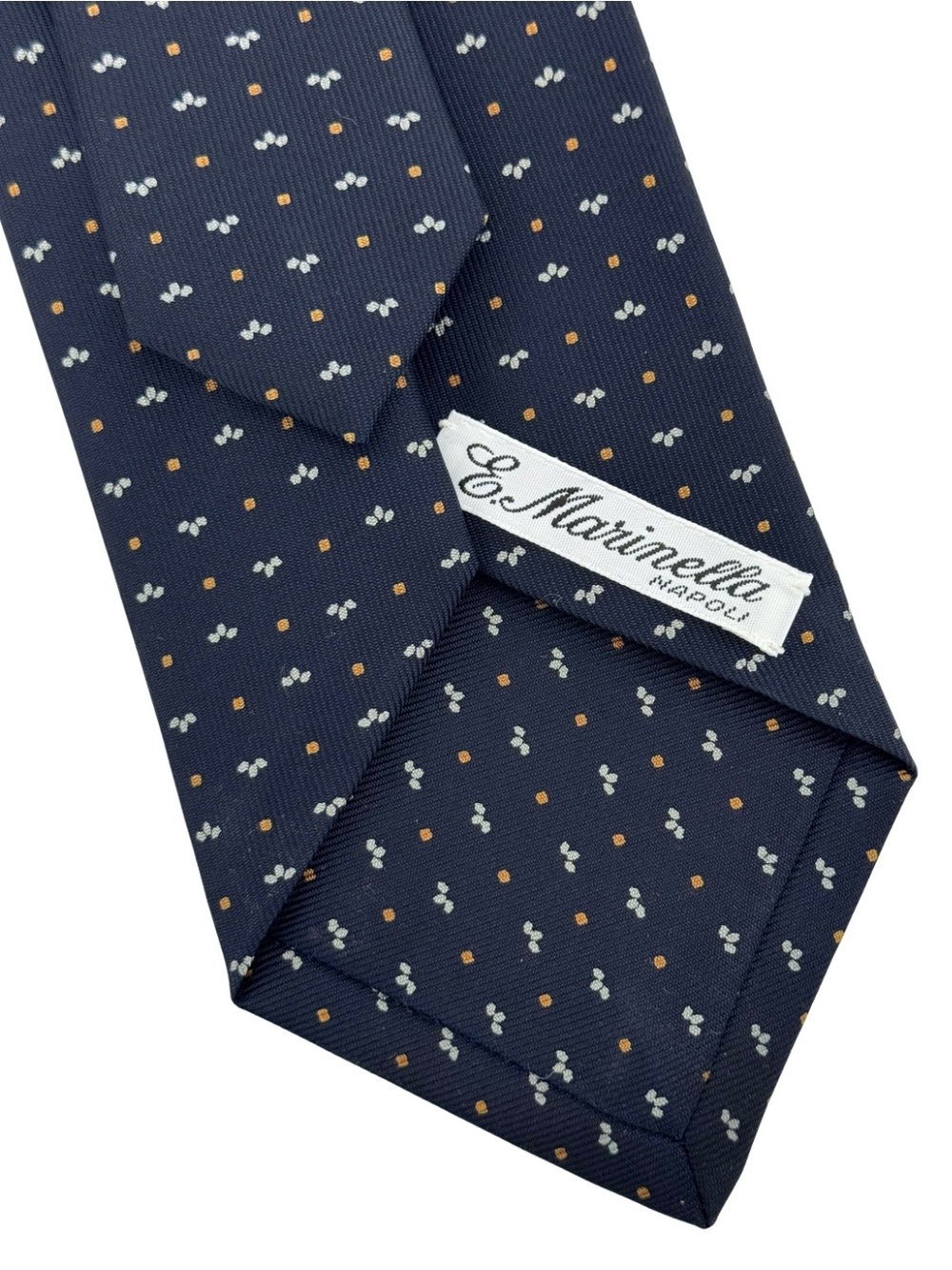 E. Marinella Napoli Silk Neck Tie 3.5" Navy Blue Micro Dots Luxury Italy